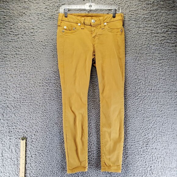 True Religion Jeans Womens 27 Yellow Halle Mid-Rise Skinny Cotton Blend - Picture 1 of 13